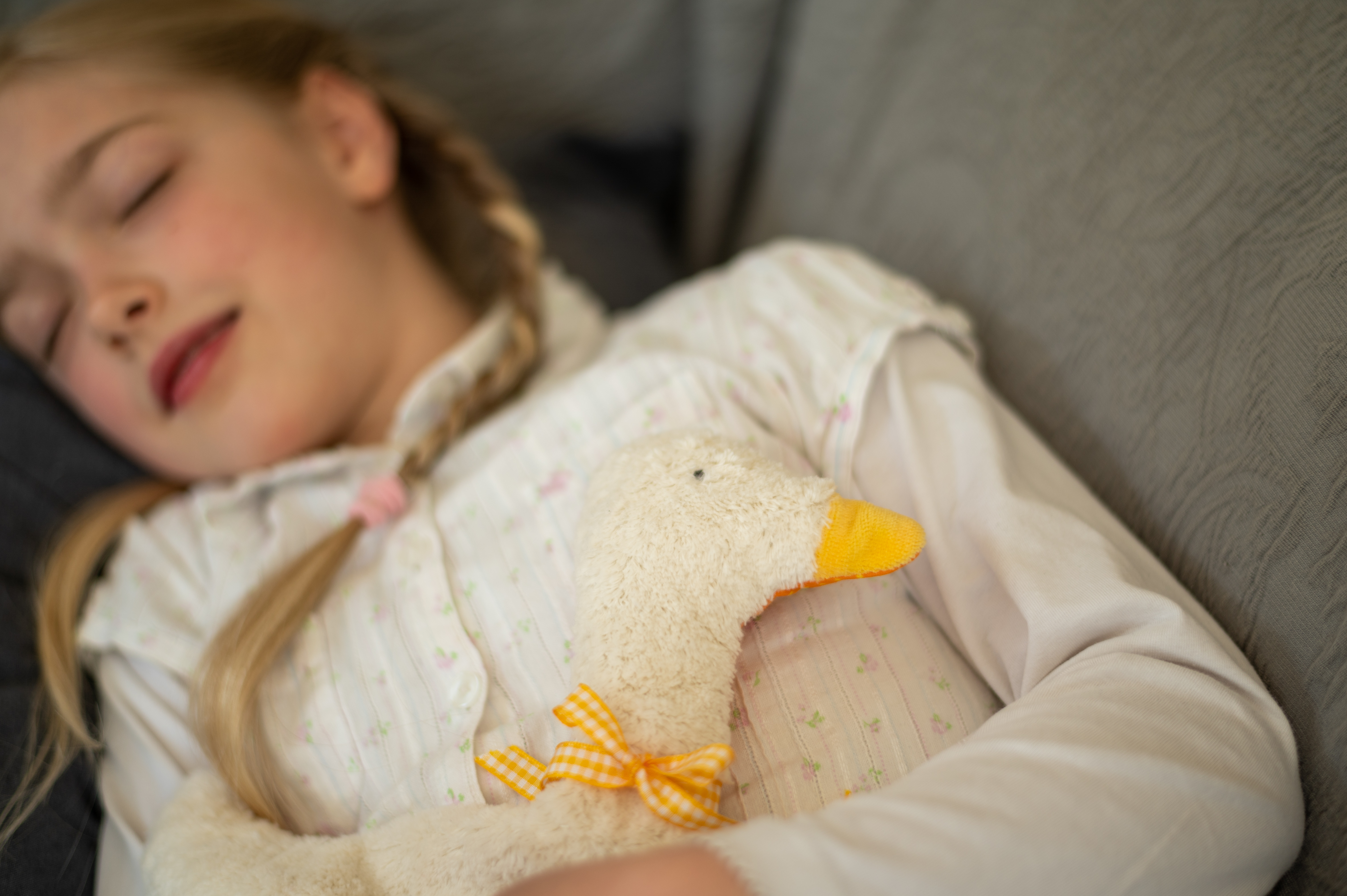 Kinderkissen Greta die Gans mit Traubenkernfüllung - Bio Plüsch