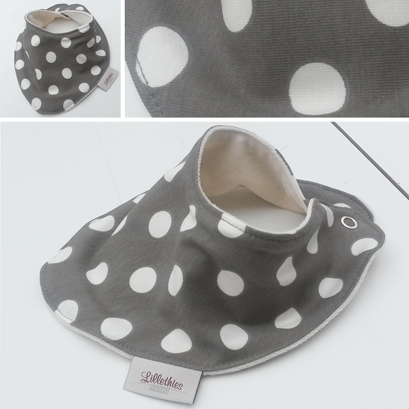 Halstuch taupe / weiß gepunktet, Länge ca. 33 cm