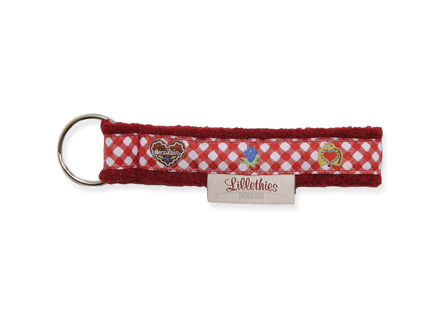 Schlüsselband "edelweiß-weinrot"